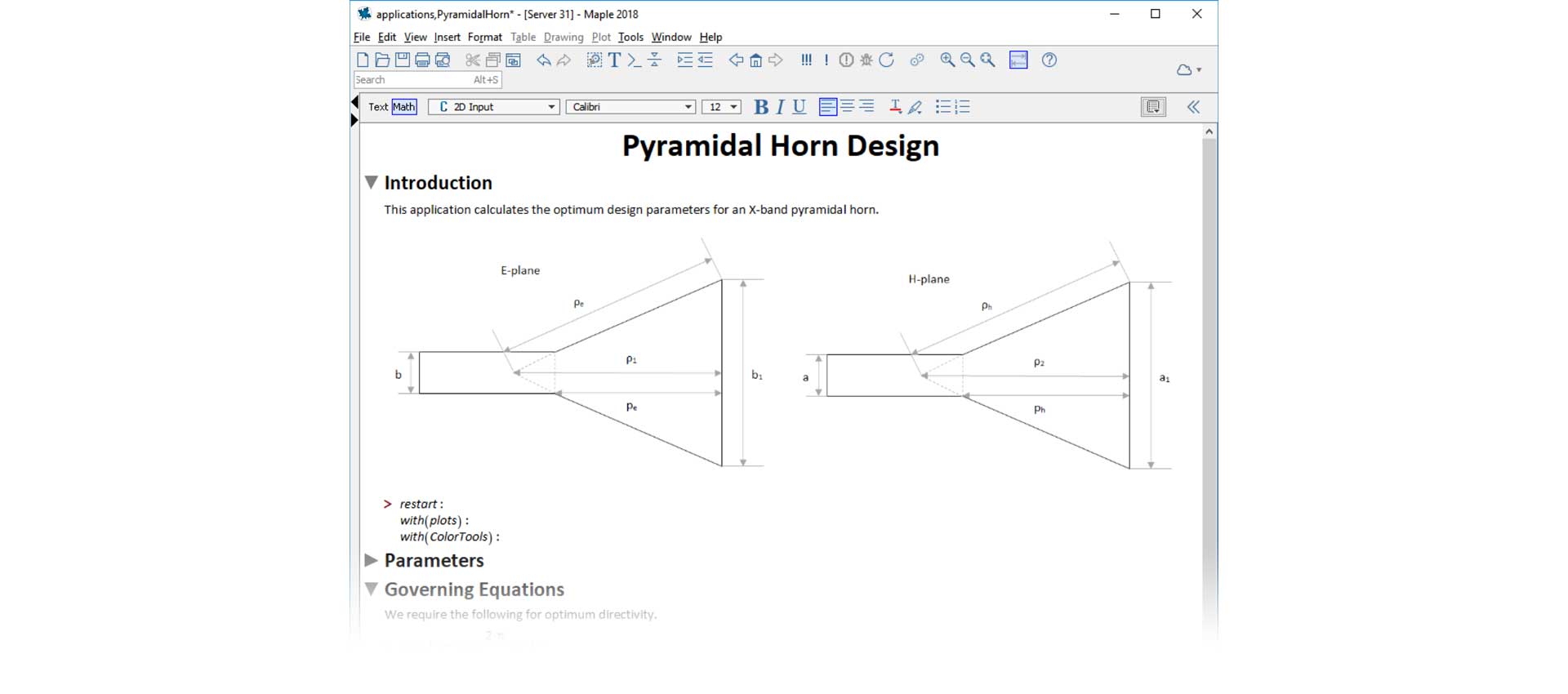 Design of a pyramidal horn